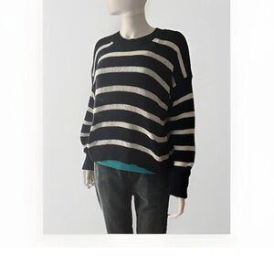 NWT Banana Republic Navy & White Striped Cotton Blend Knit Sweater Large